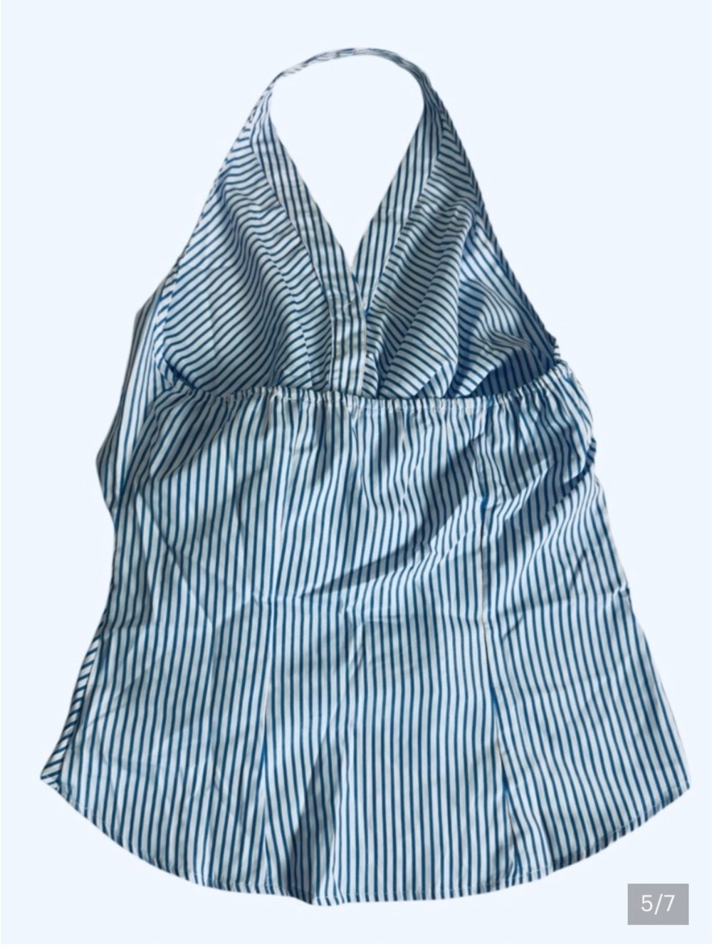 Commense Blue and White Striped Halter Tie-Front Camisole - Picture 2 of 2